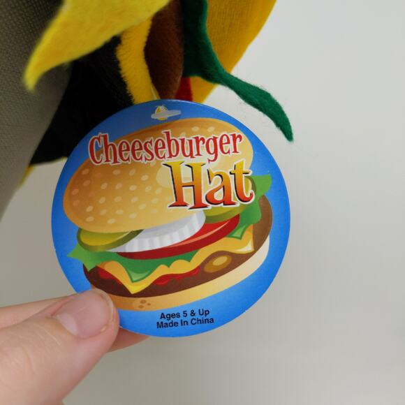 Cheeseburger Hat Hamburger Novelty Costume Yellow W/Tags Age 5 And UP - Picture 5 of 10